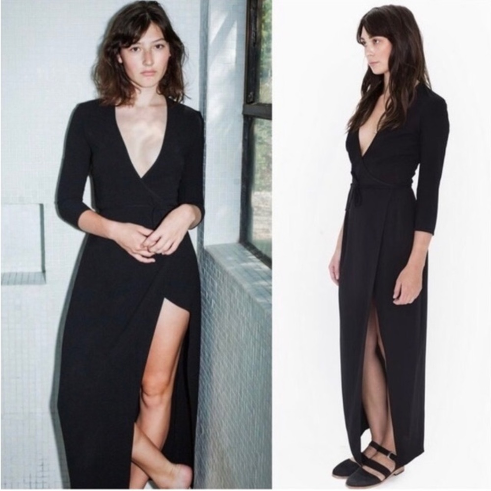 American Apparel Julliard Black Wrap Maxi Dress